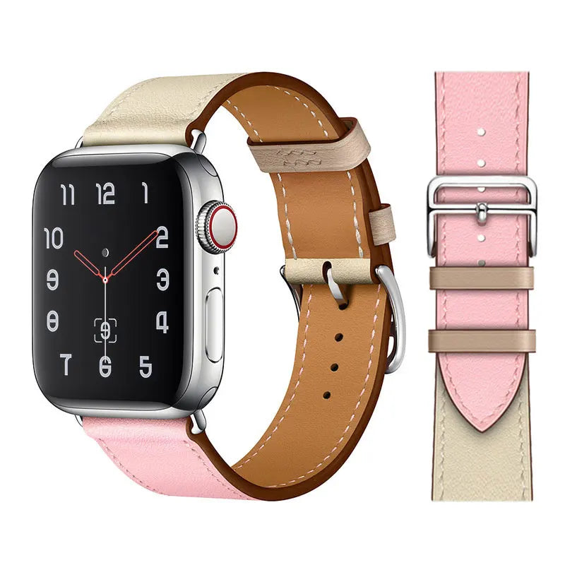 Genuine Leather Bracelet Strap For Apple Watch Band 45mm 49mm 41mm 44mm 42mm 40mm band iWatch Ultra/2 10 42/46mm 9 8 7 6 5 4 SE